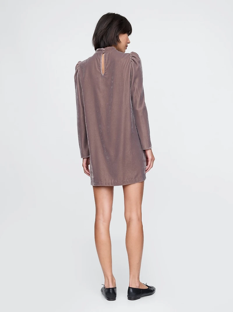 Recycled Velvet Puff-Sleeve Mini Dress