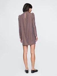Recycled Velvet Puff-Sleeve Mini Dress