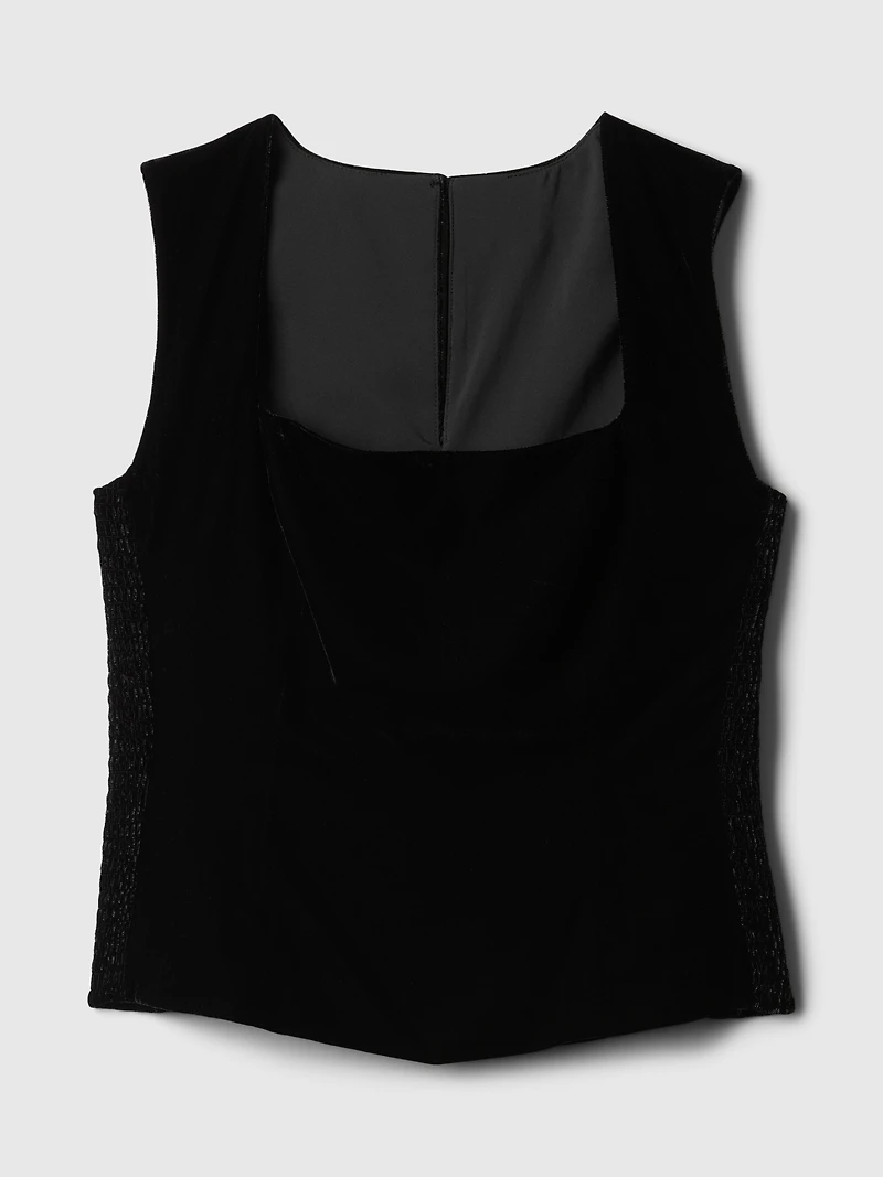 Recycled Velvet Square-Neck Crop Top