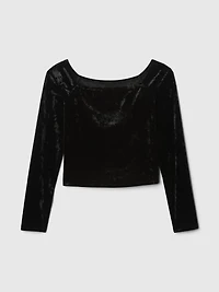 Cropped Velvet Off-Shoulder Top