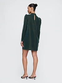 Recycled Velvet Puff-Sleeve Mini Dress