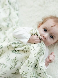 The Gilded Bird Linen Leaves Organic Cotton Muslin Swaddle