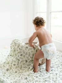 The Gilded Bird Linen Leaves Organic Cotton Muslin Swaddle
