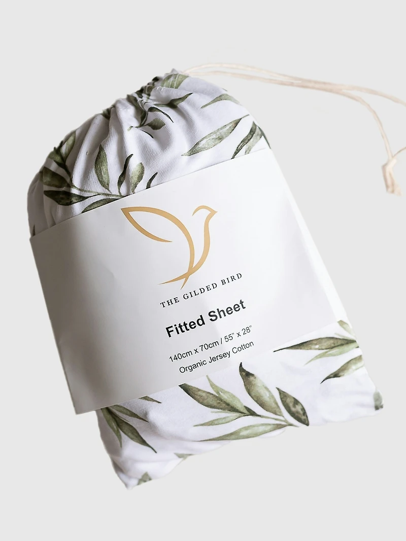 The Gilded Bird Linen Leaves Fitted Crib Sheet