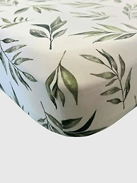 The Gilded Bird Linen Leaves Fitted Crib Sheet