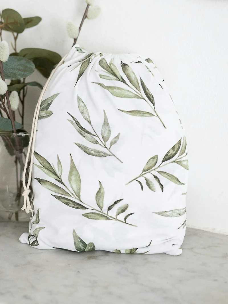 The Gilded Bird Linen Leaves Fitted Crib Sheet