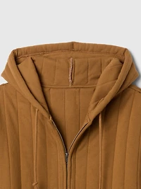 Waffle-Lined Quilted Zip Hoodie