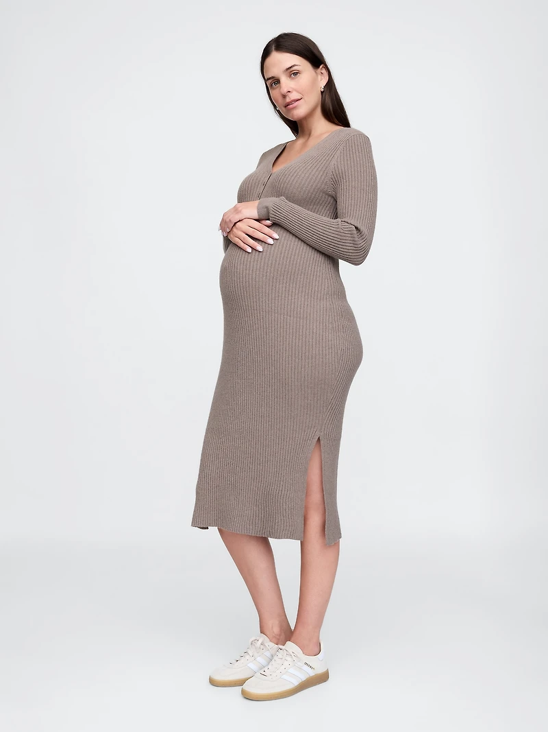 Maternity CashSoft Rib Sweater Midi Dress