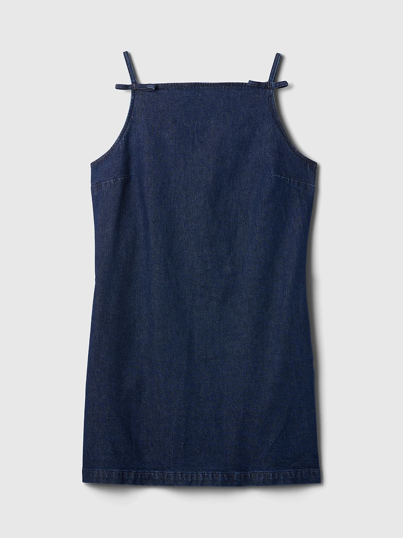 Square-Neck Denim Mini Dress