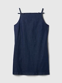 Square-Neck Denim Mini Dress