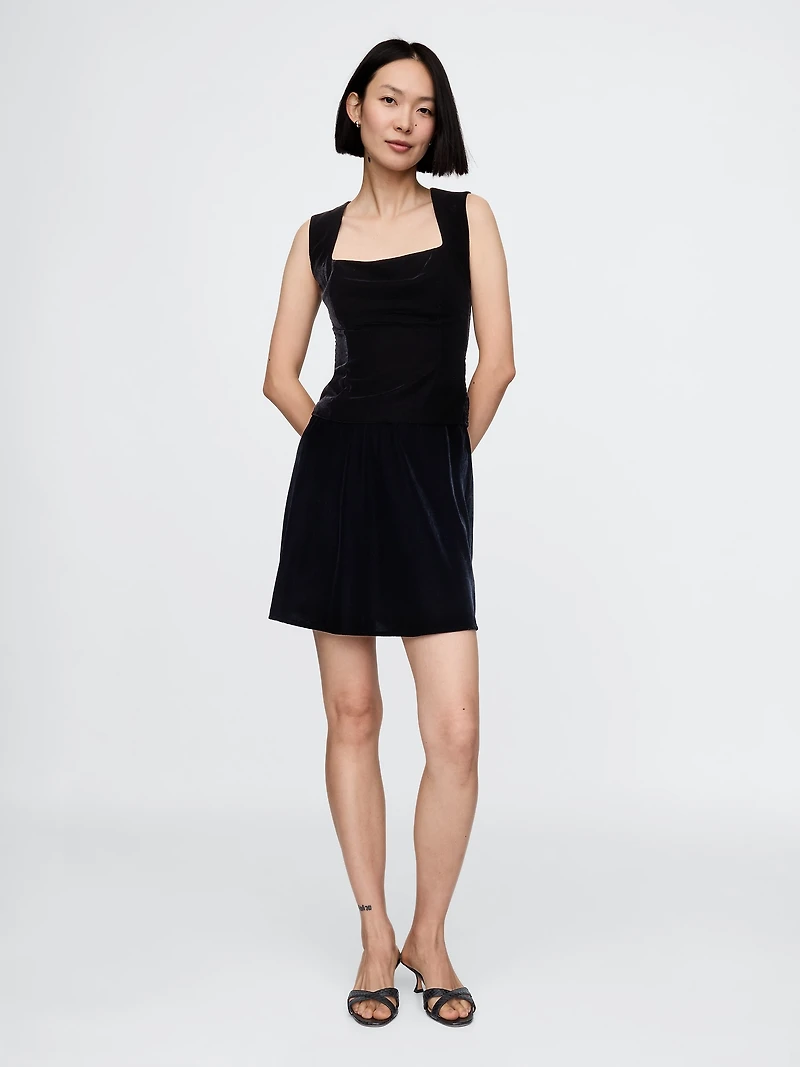 Recycled Velvet Square-Neck Crop Top