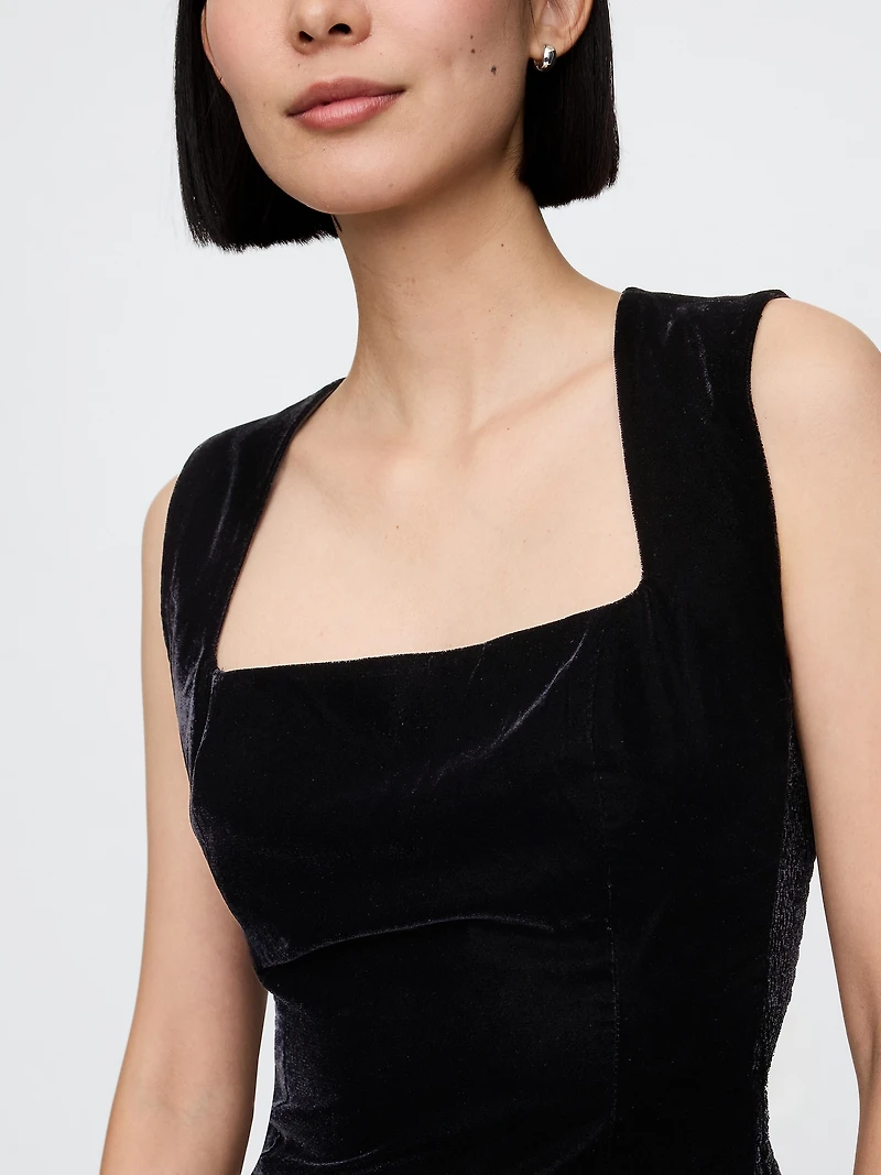 Recycled Velvet Square-Neck Crop Top
