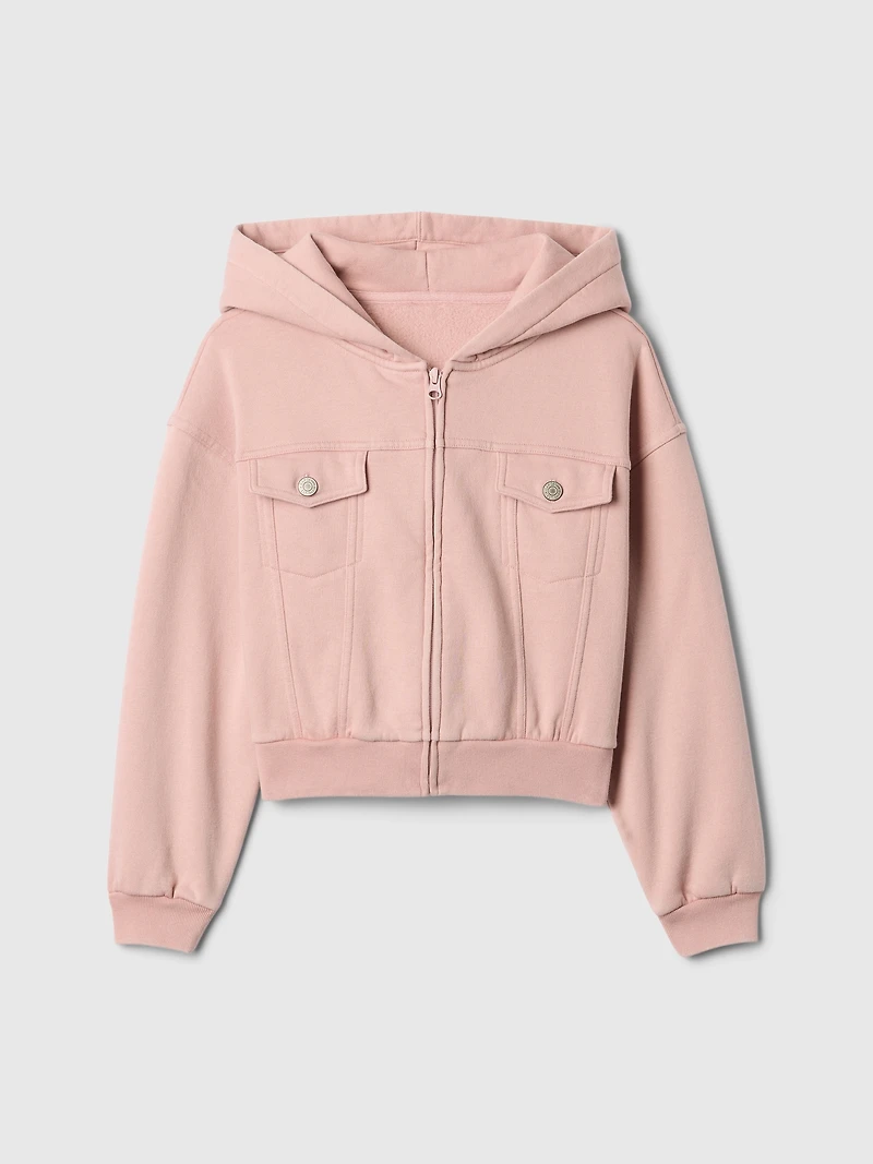 Kids VintageSoft Crop Zip Hoodie