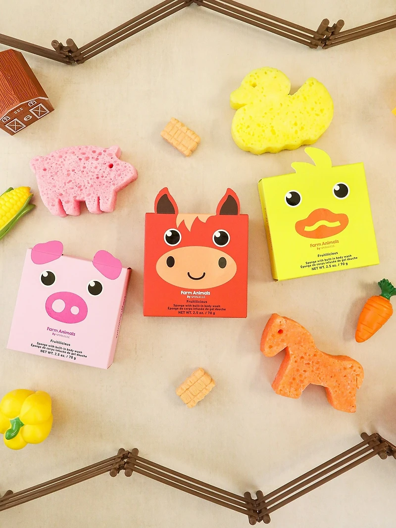 Spongelle Foaming Sponge Farm Animals Body Wash Infused Buffer