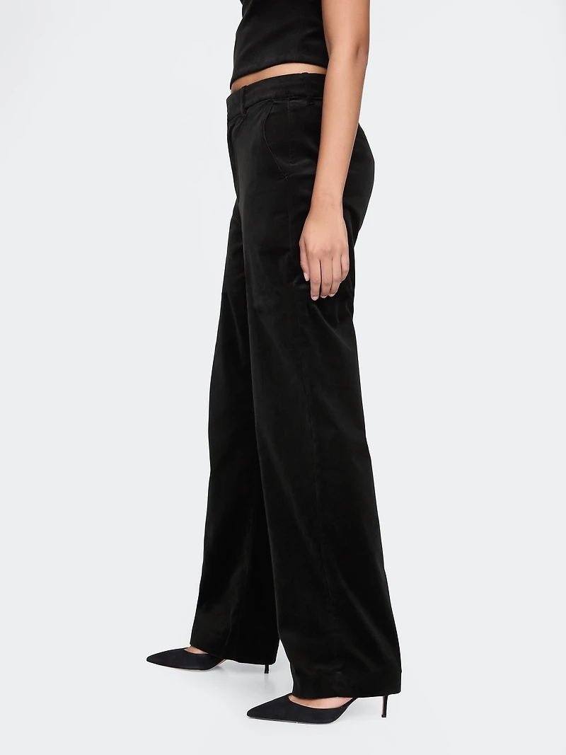 High Rise Velvet Straight Pants