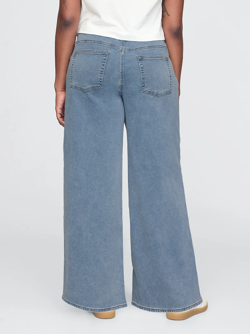 Mid Rise Knit Easy Baggy Jeans