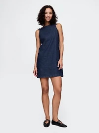 Square-Neck Denim Mini Dress