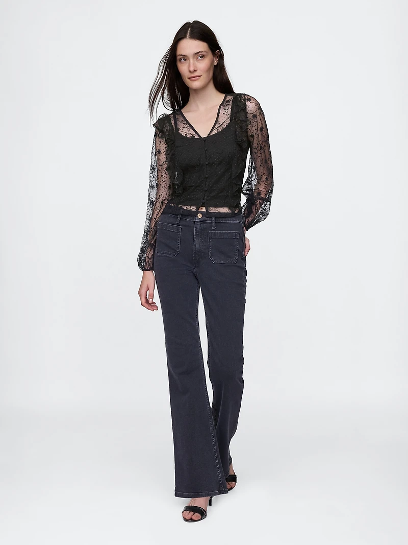 Recycled Lace Ruffle Top