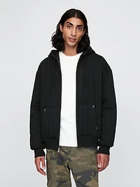 Waffle-Lined Quilted Zip Hoodie