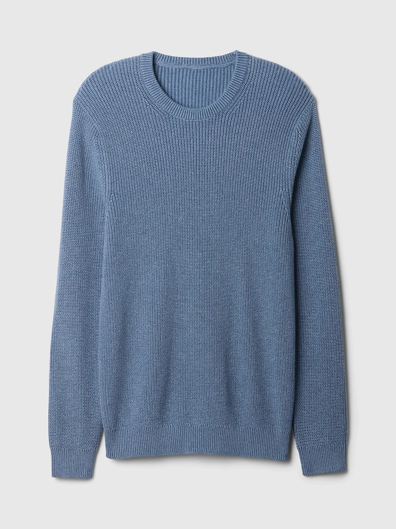 Shaker-Stitch Crewneck Sweater