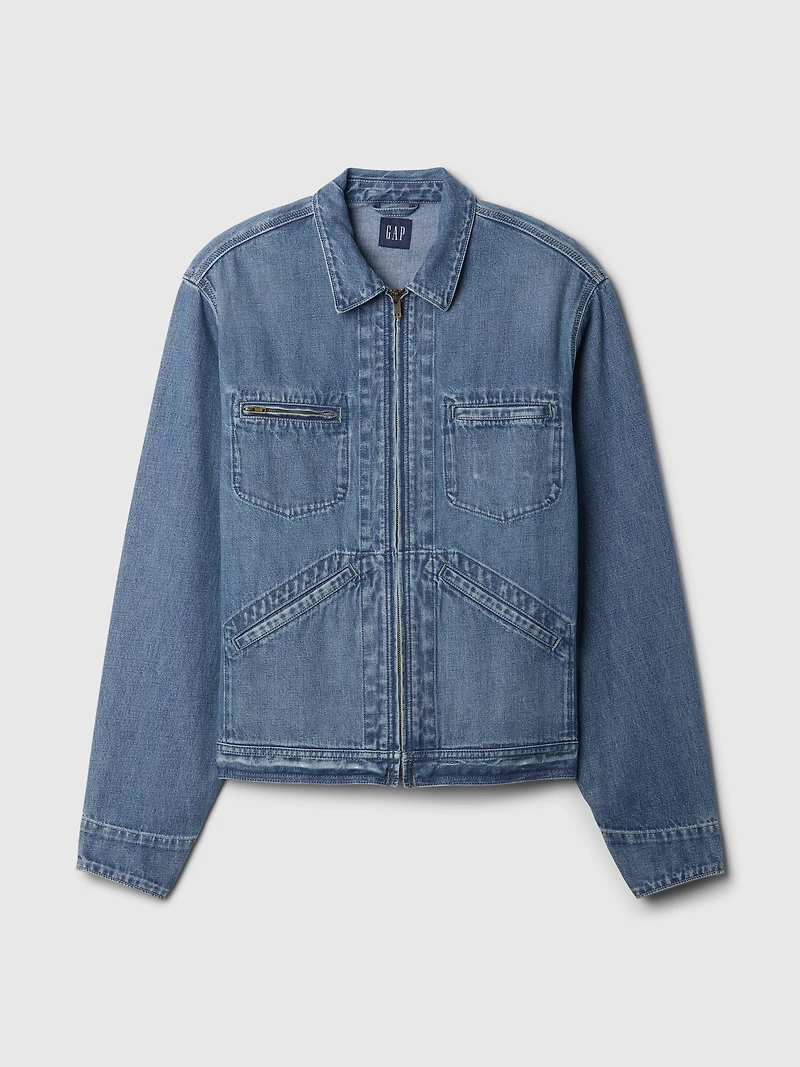 Denim Zip Shirt Jacket