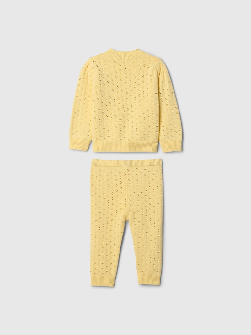 Baby Pointelle Puff-Sleeve Sweater Set