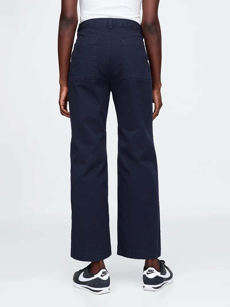 High Rise Stride Wide-Leg Ankle Khakis