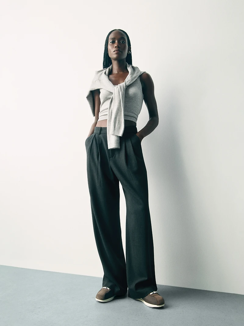 365 High Rise Brushed Twill Pleated Trousers