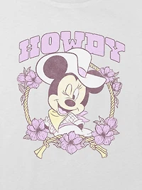 Kids Minnie Mouse Cowgirl Floral Graphic Boxy Crop T-Shirt
