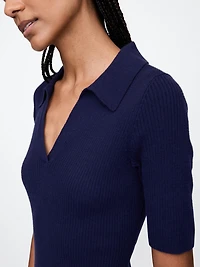 CashSoft Rib Johnny Collar Midi Dress