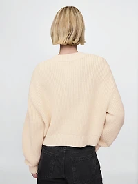 100% Cotton Shaker-Stitch V-Neck Sweater