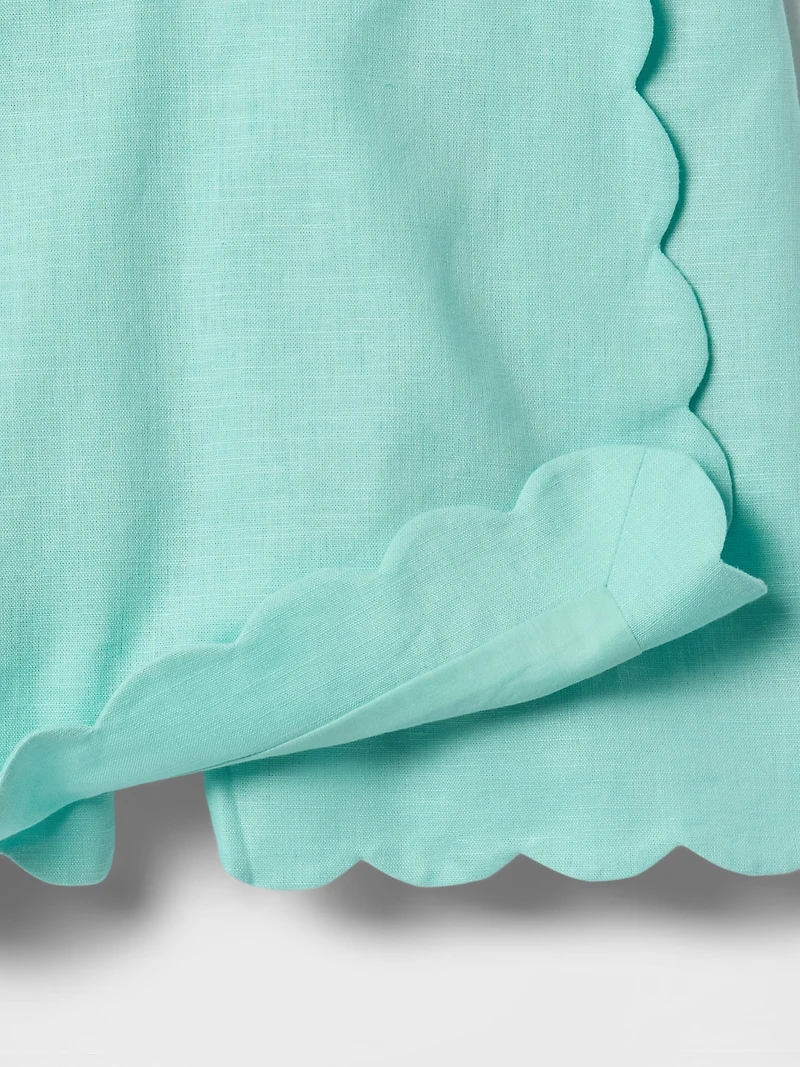 Kids Linen-Cotton Scalloped Wrap Skort