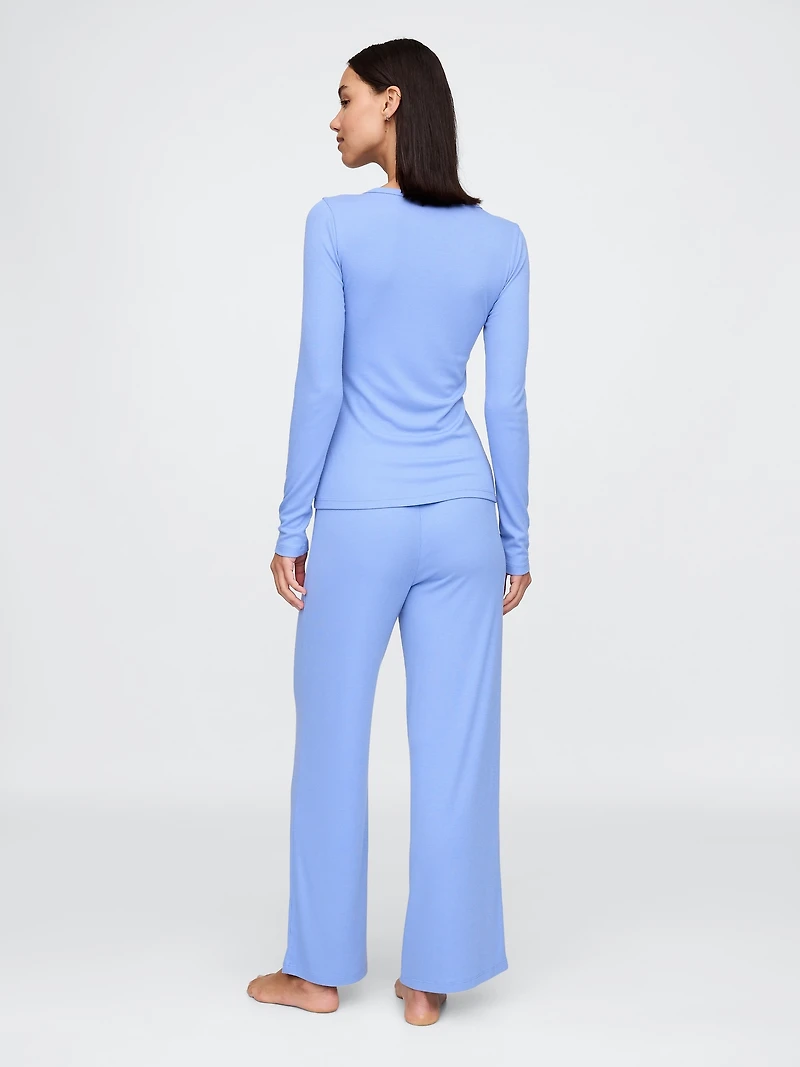 Mini Rib Wide-Leg PJ Pants