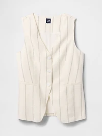 Linen-Blend Longline Vest