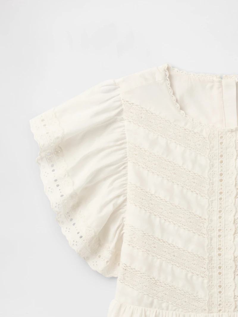 Kids Lace Tiered Ruffle Dress