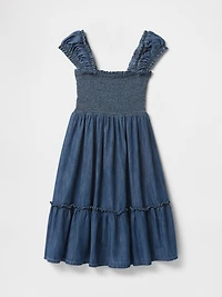 Kids Denim Puff-Sleeve Dress