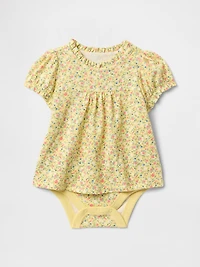 Baby Puff-Sleeve Bodysuit Dress