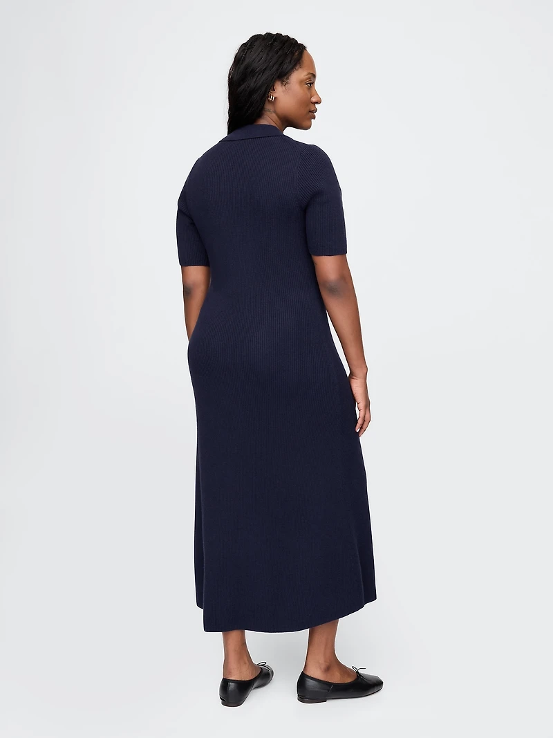 CashSoft Rib Johnny Collar Midi Dress