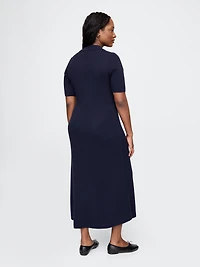 CashSoft Rib Johnny Collar Midi Dress