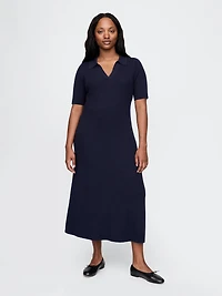 CashSoft Rib Johnny Collar Midi Dress