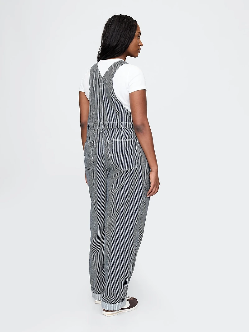 Denim Stripe Loose Overalls