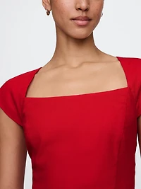 Linen-Blend Cap-Sleeve Crop Top