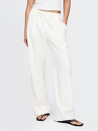 Linen-Blend Easy Wide-Hem Pants
