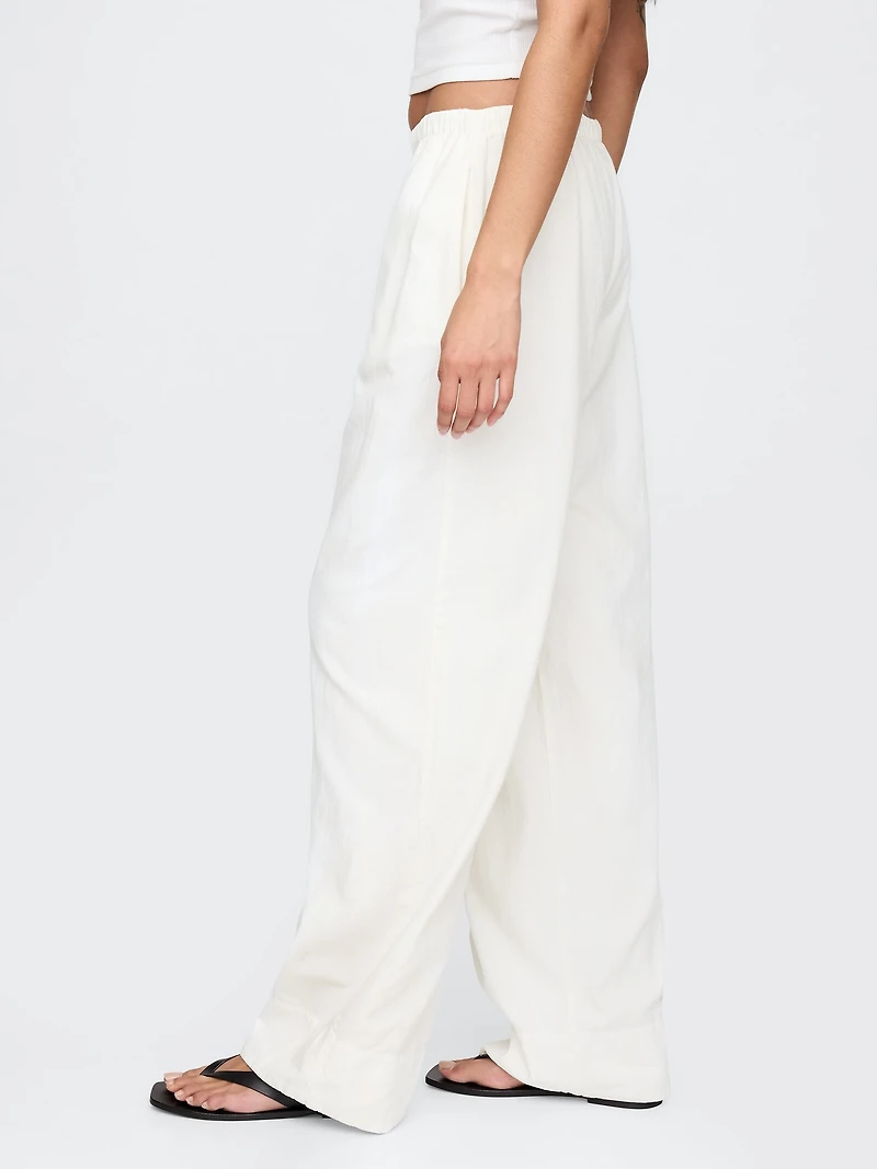 Linen-Blend Easy Wide-Hem Pants