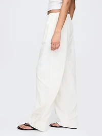 Linen-Blend Easy Wide-Hem Pants