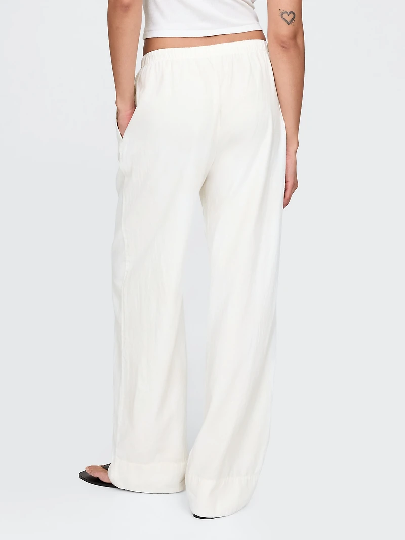 Linen-Blend Easy Wide-Hem Pants