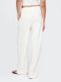 Linen-Blend Easy Wide-Hem Pants