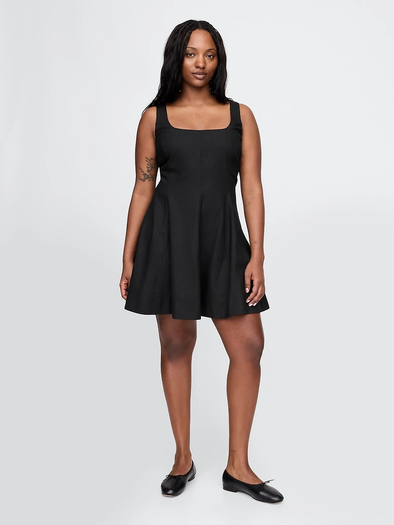 Linen-Blend Mini Dress