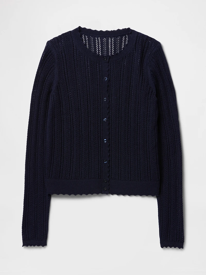 Linen-Blend Pointelle Cardigan
