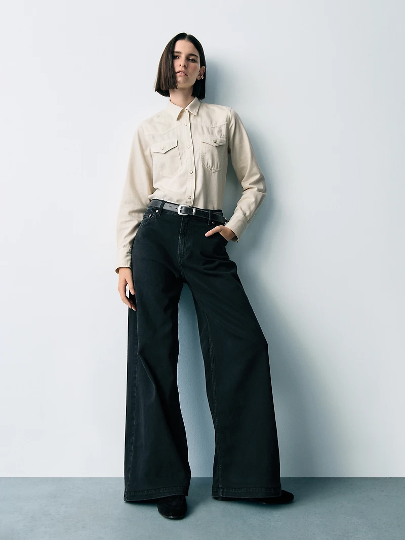 High Rise Stride Wide-Leg Jeans